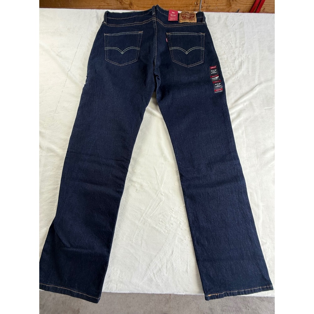Levis 514 Straight Leg Jeans Mens 34x32 Dark Wash Indigo Stretch - Picture 11 of 12